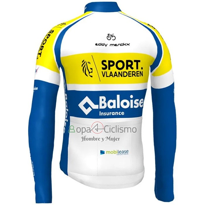 Sport Vlaanderen-Baloise Ropa Ciclismo Culotte Largo 2021 Hombre Mangas Largas Sport Vlaanderen Baloise Azul AMarillo